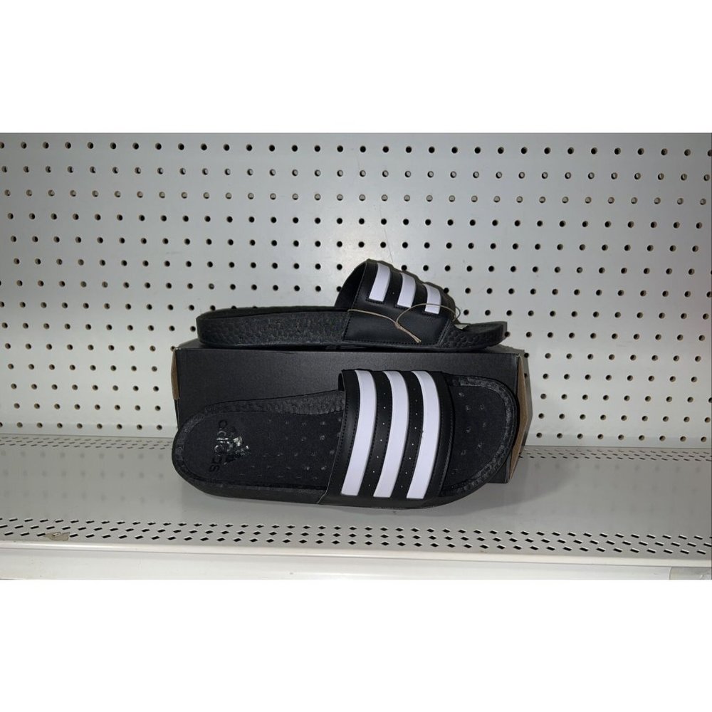 Adidas Adilette Boost Mens Sport Sandals Slides Flip Flops Size 12 Black White